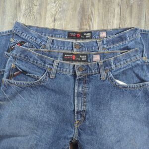 Lot of 2 Ariat FR Jeans Mens 38x32 Blue Work M4 Relaxed Boot CAT2 2112 Resistant